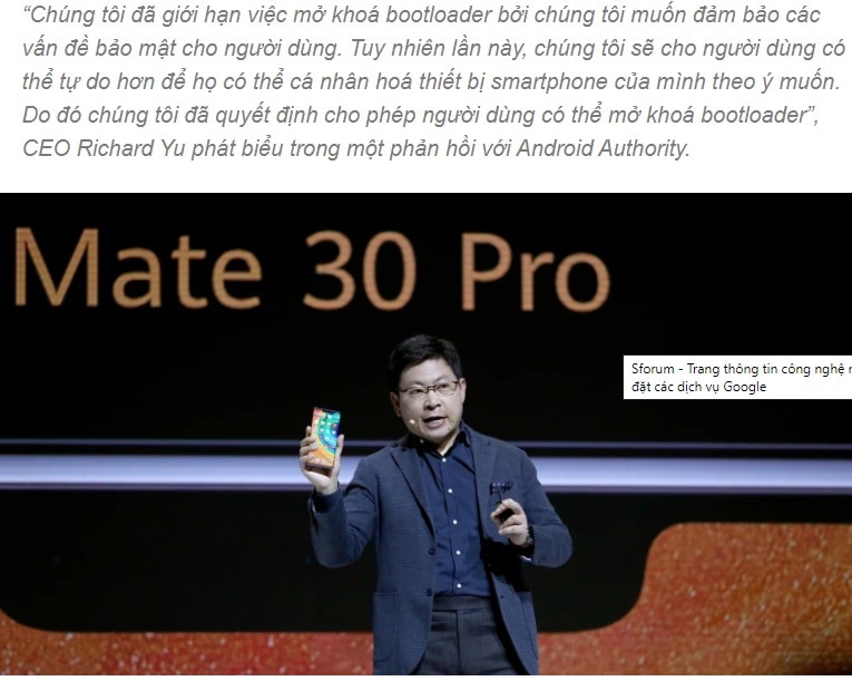  Huawei  mở khoá bootloader cho người dùng